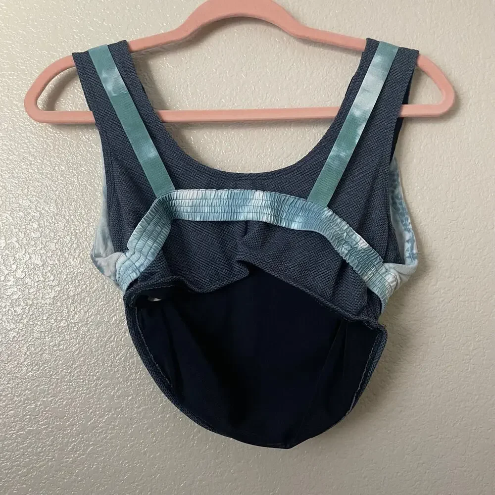 Free People Movement Sports Bra Womens‎ Small Gray Blue Oasis Tank Tie Dye Gym